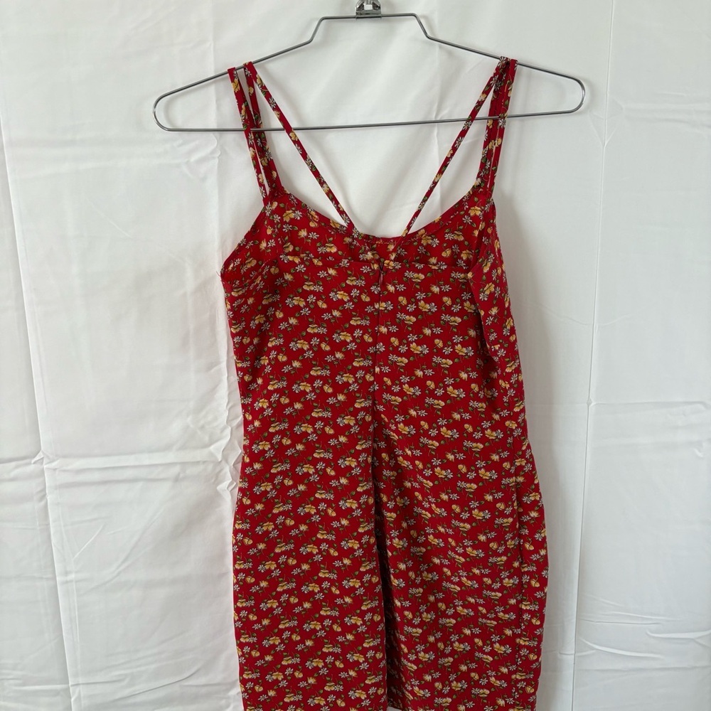 Vintage 90s red floral print mini dress cami straps size small - Picture 3 of 6
